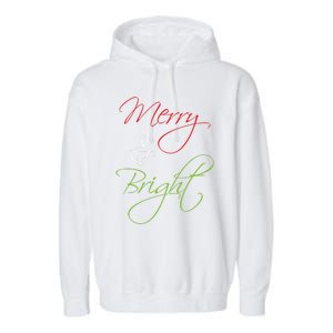 Merry And Bright Christmas Festive Mood Family Matching Gift Long Sleeve Garment-Dyed Fleece Hoodie