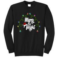 Merry And Bright Santa Hat Colorful Lights Christmas Gift Sweatshirt