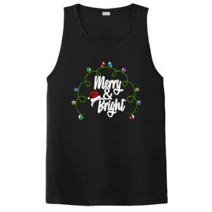 Merry And Bright Santa Hat Colorful Lights Christmas Gift PosiCharge Competitor Tank