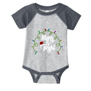 Merry And Bright Santa Hat Colorful Lights Christmas Gift Infant Baby Jersey Bodysuit