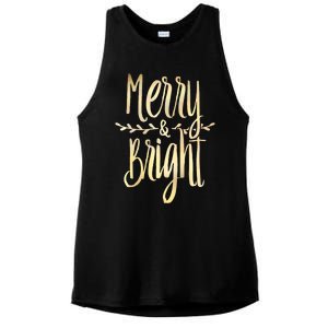 Merry And Bright Christmas Gifts Xmas Tree Premium Ladies PosiCharge Tri-Blend Wicking Tank