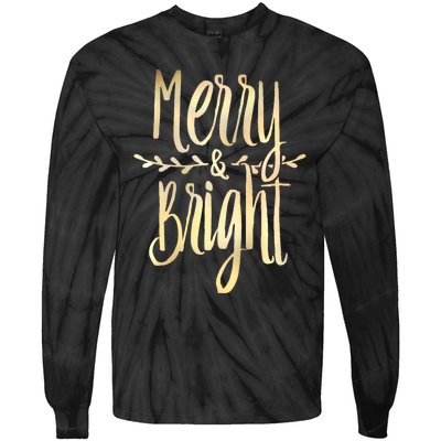 Merry And Bright Christmas Gifts Xmas Tree Premium Tie-Dye Long Sleeve Shirt