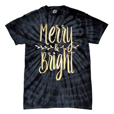 Merry And Bright Christmas Gifts Xmas Tree Premium Tie-Dye T-Shirt