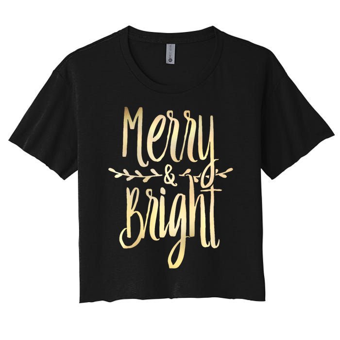 Merry And Bright Christmas Gifts Xmas Tree Premium Women's Crop Top Tee