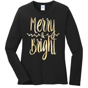 Merry And Bright Christmas Gifts Xmas Tree Premium Ladies Long Sleeve Shirt