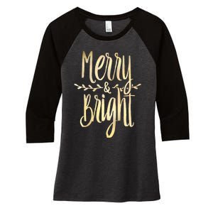 Merry And Bright Christmas Gifts Xmas Tree Premium Women's Tri-Blend 3/4-Sleeve Raglan Shirt