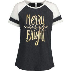 Merry And Bright Christmas Gifts Xmas Tree Premium Enza Ladies Jersey Colorblock Tee