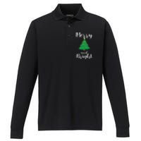 Merry And Bright Christmas Performance Long Sleeve Polo