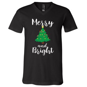 Merry And Bright Christmas V-Neck T-Shirt