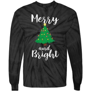 Merry And Bright Christmas Tie-Dye Long Sleeve Shirt