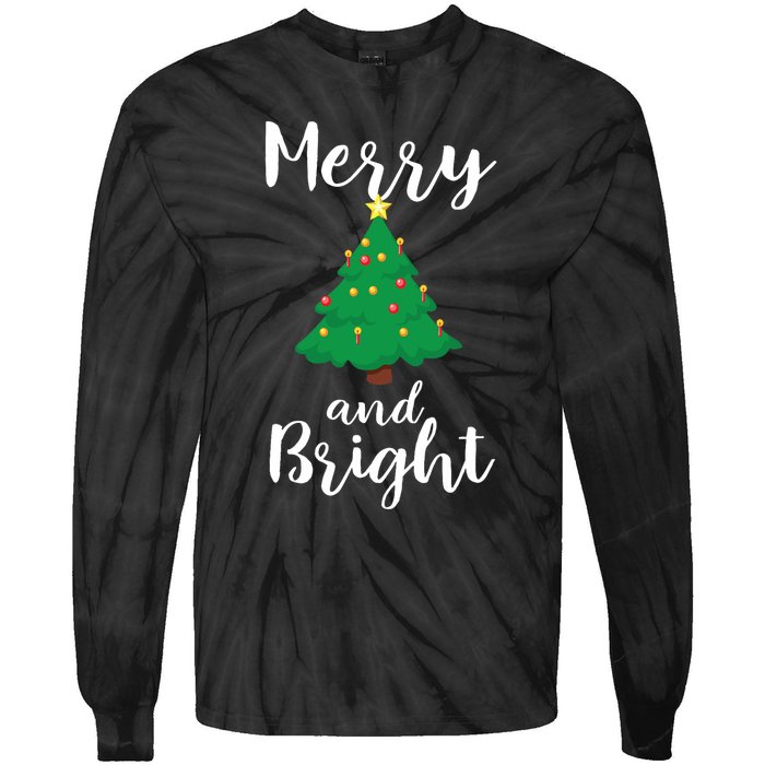 Merry And Bright Christmas Tie-Dye Long Sleeve Shirt