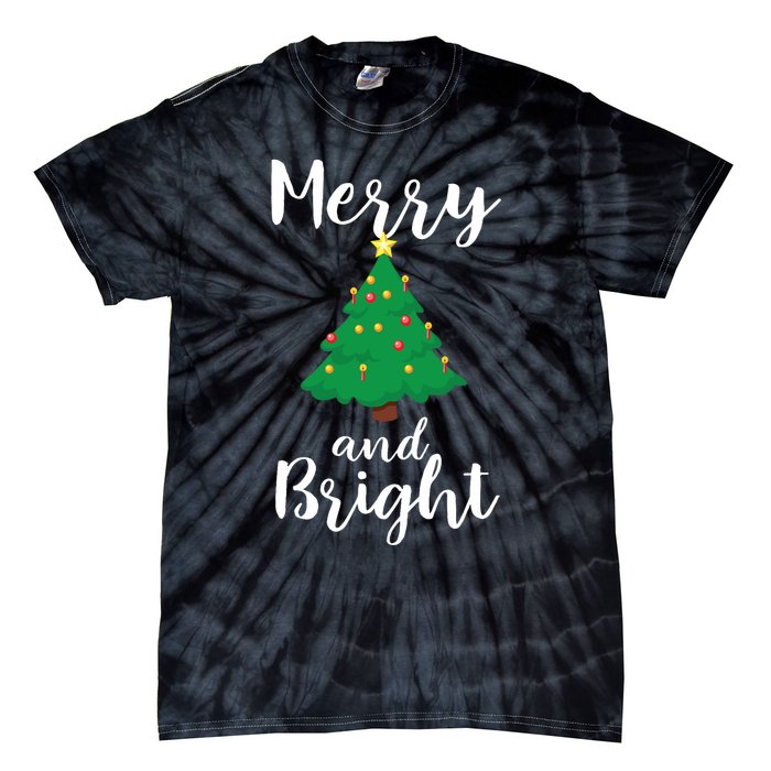 Merry And Bright Christmas Tie-Dye T-Shirt