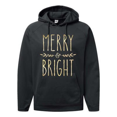 Merry And Bright Christmas Gifts Xmas Tree Performance Fleece Hoodie