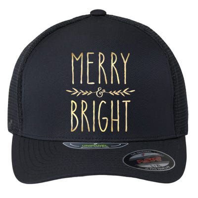 Merry And Bright Christmas Gifts Xmas Tree Flexfit Unipanel Trucker Cap