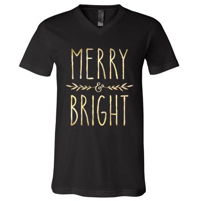 Merry And Bright Christmas Gifts Xmas Tree V-Neck T-Shirt