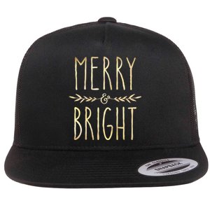 Merry And Bright Christmas Gifts Xmas Tree Flat Bill Trucker Hat