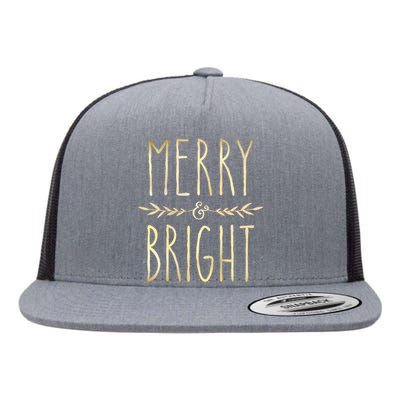 Merry And Bright Christmas Gifts Xmas Tree Flat Bill Trucker Hat