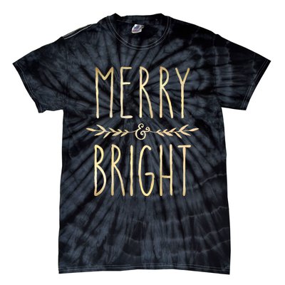 Merry And Bright Christmas Gifts Xmas Tree Tie-Dye T-Shirt