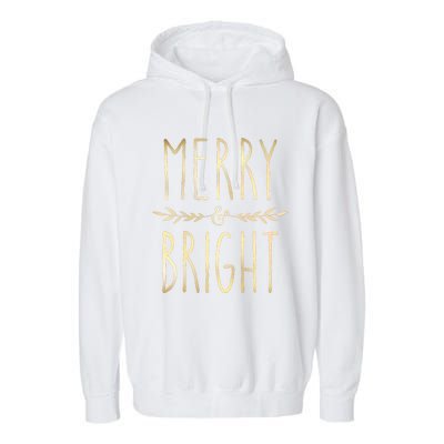 Merry And Bright Christmas Gifts Xmas Tree Garment-Dyed Fleece Hoodie