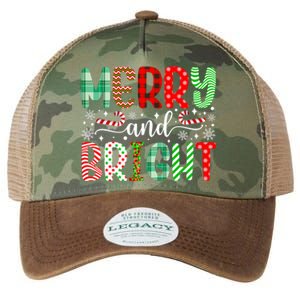 Merry And Bright Cute Christmas Holiday Long Sleeve Legacy Tie Dye Trucker Hat