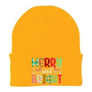 Merry And Bright Cute Christmas Holiday Long Sleeve Knit Cap Winter Beanie