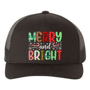 Merry And Bright Cute Christmas Holiday Long Sleeve Yupoong Adult 5-Panel Trucker Hat