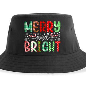 Merry And Bright Cute Christmas Holiday Long Sleeve Sustainable Bucket Hat