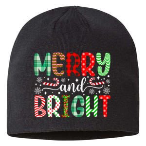 Merry And Bright Cute Christmas Holiday Long Sleeve Sustainable Beanie