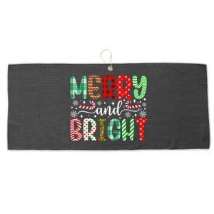 Merry And Bright Cute Christmas Holiday Long Sleeve Large Microfiber Waffle Golf Towel