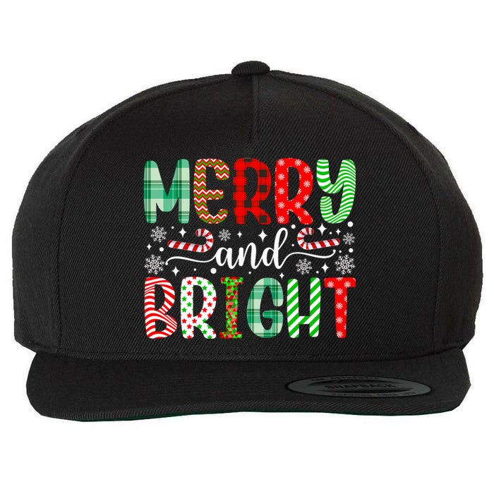 Merry And Bright Cute Christmas Holiday Long Sleeve Wool Snapback Cap