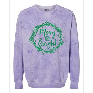 Merry And Bright Christmas Holiday Cheer Party Jesus Colorblast Crewneck Sweatshirt