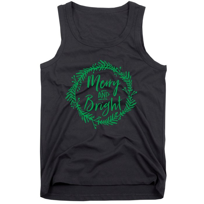 Merry And Bright Christmas Holiday Cheer Party Jesus Tank Top