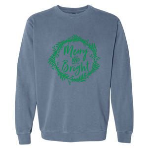 Merry And Bright Christmas Holiday Cheer Party Jesus Garment-Dyed Sweatshirt