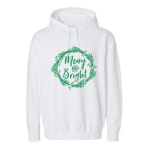 Merry And Bright Christmas Holiday Cheer Party Jesus Garment-Dyed Fleece Hoodie