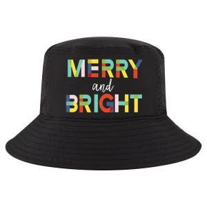 Merry And Bright Christmas Holiday Colorful Cheerful Cool Gift Cool Comfort Performance Bucket Hat