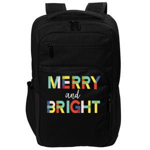 Merry And Bright Christmas Holiday Colorful Cheerful Cool Gift Impact Tech Backpack