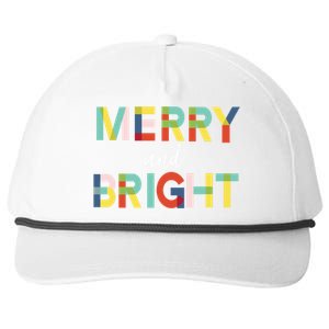 Merry And Bright Christmas Holiday Colorful Cheerful Cool Gift Snapback Five-Panel Rope Hat