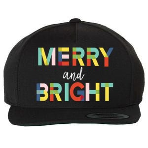 Merry And Bright Christmas Holiday Colorful Cheerful Cool Gift Wool Snapback Cap