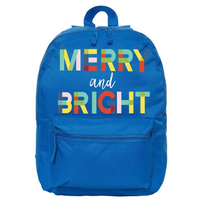 Merry And Bright Christmas Holiday Colorful Cheerful Cool Gift 16 in Basic Backpack