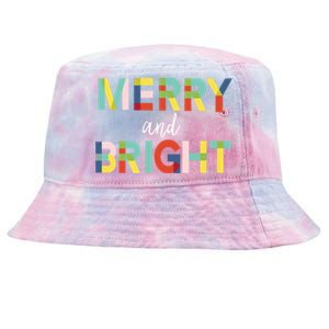 Merry And Bright Christmas Holiday Colorful Cheerful Cool Gift Tie-Dyed Bucket Hat