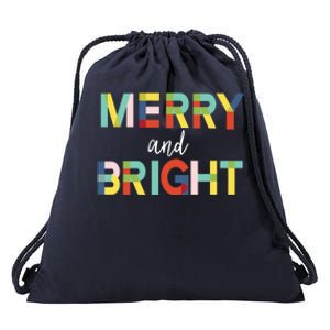 Merry And Bright Christmas Holiday Colorful Cheerful Cool Gift Drawstring Bag