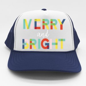 Merry And Bright Christmas Holiday Colorful Cheerful Cool Gift Trucker Hat