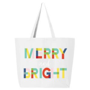 Merry And Bright Christmas Holiday Colorful Cheerful Cool Gift 25L Jumbo Tote