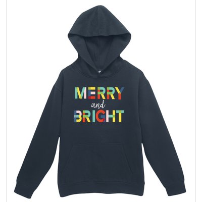 Merry And Bright Christmas Holiday Colorful Cheerful Urban Pullover Hoodie