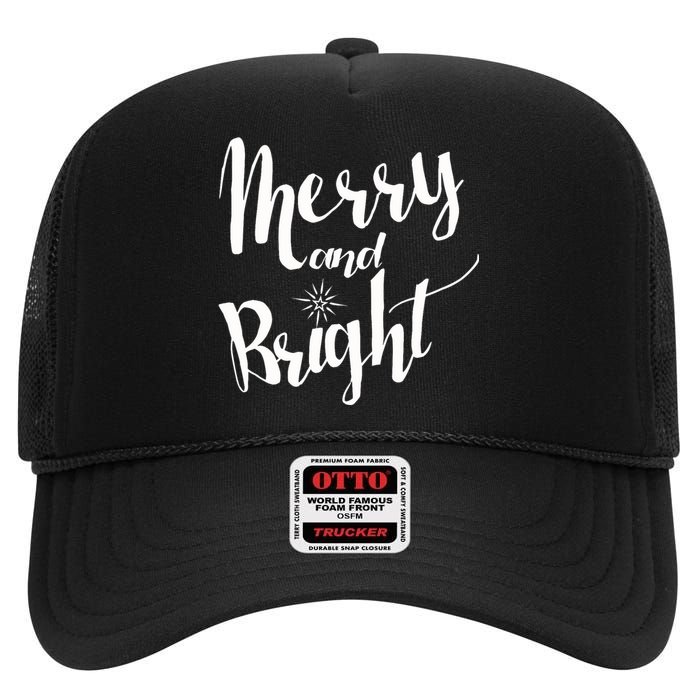 Merry And Bright For Christmas Carolling High Crown Mesh Back Trucker Hat