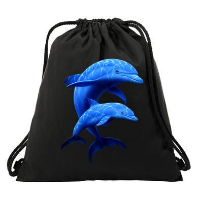 Mama And Baby Dolphin Drawstring Bag