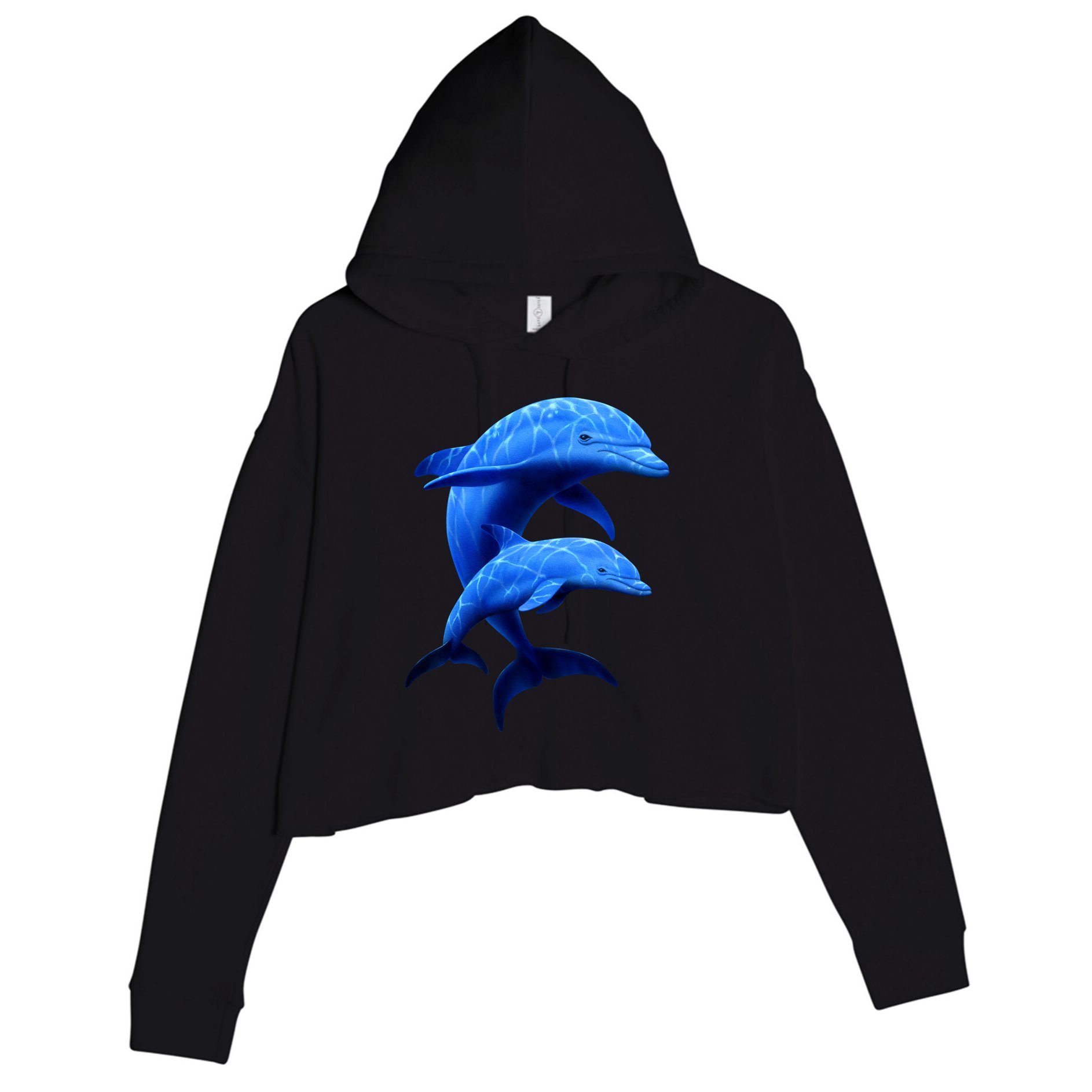 Mama And Baby Dolphin Crop Fleece Hoodie