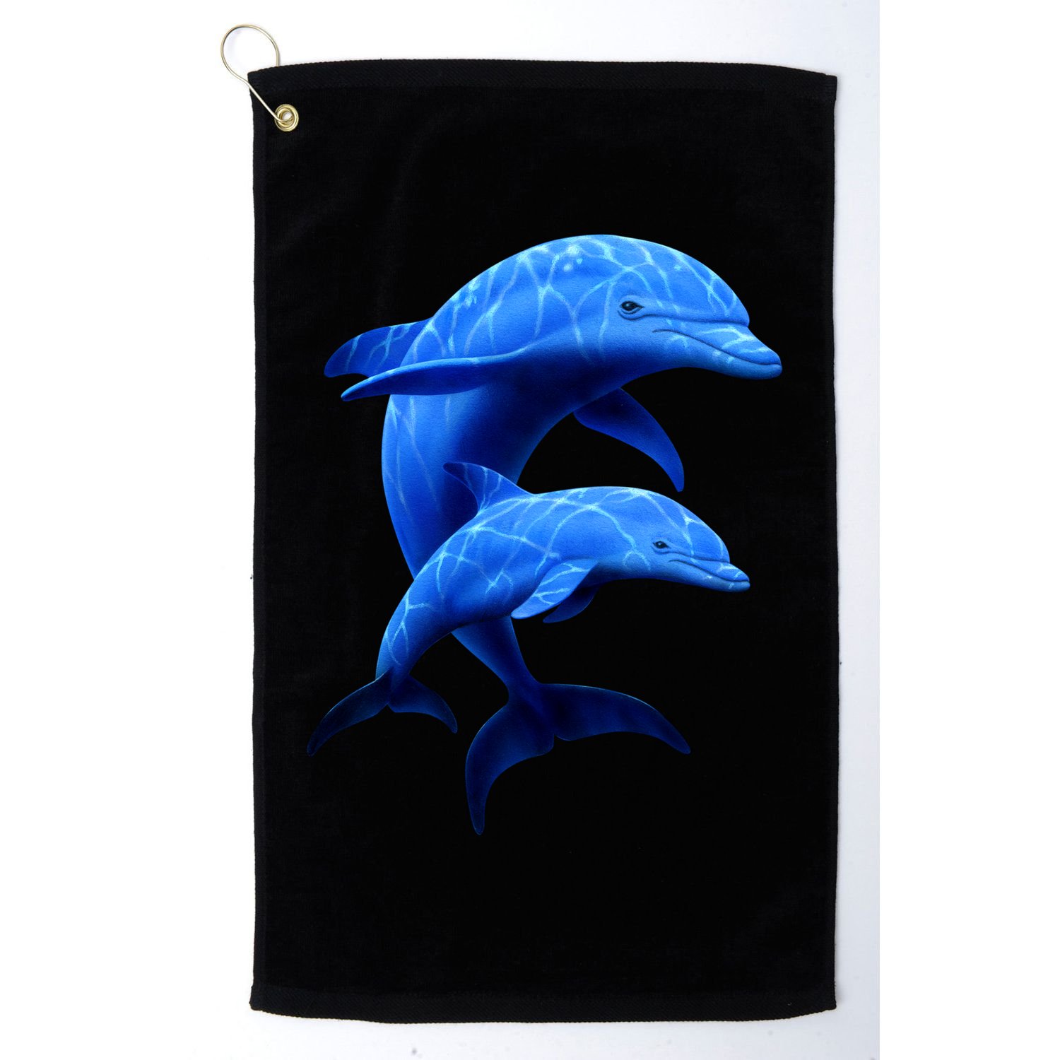 Mama And Baby Dolphin Golf Towel