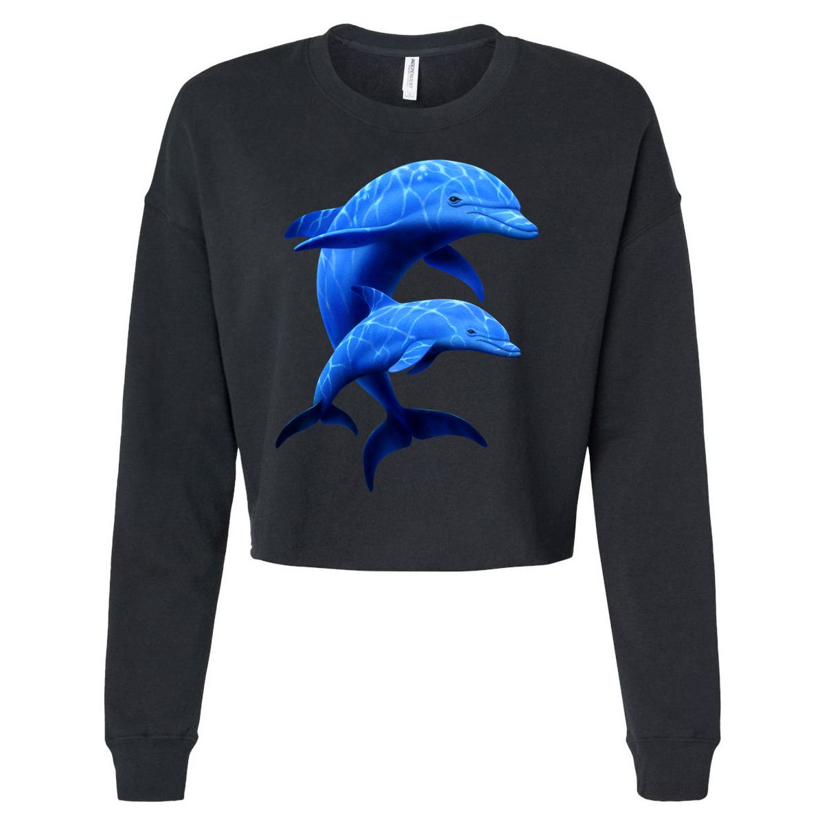 Mama And Baby Dolphin Cropped Pullover Crew