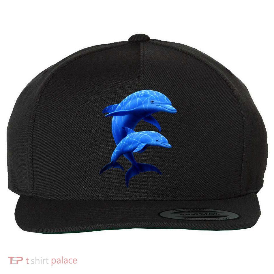 Mama And Baby Dolphin Wool Snapback Cap